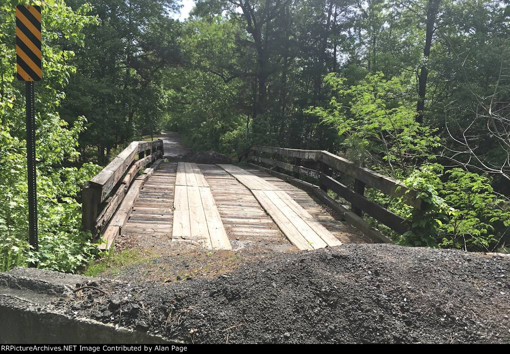 The old wooden trestle overpass is closed